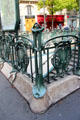 Art Nouveau Paris Metro stair corner railing posts. Paris, France
