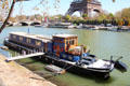 Houseboat on Seine near Eiffel Tower. Paris, France