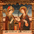 St Nicholas & Ste Poloma painting by Master of Viella from Catalonia at Museum of Decorative Arts. Paris, France.