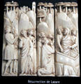 Resurrection of Lazarus bone carvings by Embriachi workshop in Florence then Venice at Museum of Decorative Arts at Museum of Decorative Arts. Paris, France