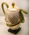 Porcelain teapot with snake handle by Sèvres at Museum of Decorative Arts. Paris, France.