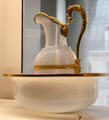 Blown glass pitcher & basin with gilded bronze handle in form of eagle head at Museum of Decorative Arts. Paris, France.