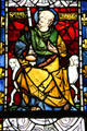 Apostle St Paul stained glass from Chapel of Chateau of Rouen at Cluny Museum. Paris, France.