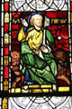 Apostle St Peter stained glass from Chapel of Chateau of Rouen at Cluny Museum. Paris, France.