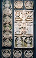 Ivory carved plaque with Crucifixion & Saints from Venice at Cluny Museum. Paris, France.