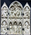 Ivory carved triptych of Childhood & Passion of Christ from Tarn, France at Cluny Museum. Paris, France.