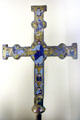 Enameled cross with Christ & Evangelist symbols from Limoges at Cluny Museum. Paris, France.