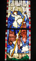 St Christopher stained glass window from Cologne at Cluny Museum. Paris, France.