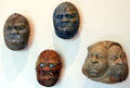 Four masks of horror by Jean Carriès at Petit Palace Museum. Paris, France.