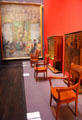 Decorative arts gallery with painting by Édouard Vuillard & armchairs by René Binet at Musée d'Orsay. Paris, France.