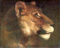 Head of a lion painting by Théodore Géricault at Louvre Museum. Paris, France