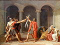 Oath of the Horatii painting by Jacques-Louis David at Louvre Museum. Paris, France.
