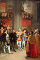 François I & Holy Roman Emperor Charles V visiting tombs of Church of St.-Denis in 1540 painting by Antoine Jean Gros at Louvre Museum. Paris, France.