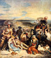 Massacre at Chios ; Greek Families await Death or Slavery painting by Eugène Delacroix at Louvre Museum. Paris, France.