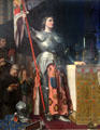Joan of Arc at coronation of King Charles VII in Reims Cathedral painting by Jean-Auguste-Dominique Ingres at Louvre Museum. Paris, France.