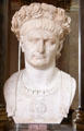 Roman Emperor Trajan marble portrait head at Louvre Museum. Paris, France
