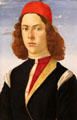 Portrait of young man by Sandro Botticelli at Louvre Museum. Paris, France