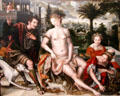 David & Bathsheba painting by Jan Metsys son of Quentin at Louvre Museum. Paris, France.