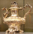 Silver coffee pot with dragon motif by Marc-Augustin Lebrun of Paris at Louvre Museum. Paris, France