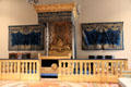 Imperial bed chamber furnishings of Louis XVIII derived from earlier designs at Louvre Museum. Paris, France.