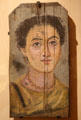 Funerary portrait of young woman from Antinoe, Egypt at Louvre Museum. Paris, France.
