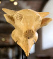 Greek terracotta Rhyton in shape of bull's head at Louvre Museum. Paris, France.
