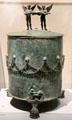 Bronze covered ciste used by women to store toiletries from Praeneste east of Rome at Louvre Museum. Paris, France.