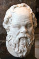Marble portrait head of Greek philosopher Socrates at Louvre Museum. Paris, France.