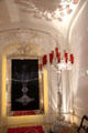 Crystal glass mirror & chandelier at Baccarat Museum. Paris, France.