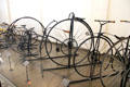 Collection of penny-farthing bikes at Arts et Metiers Museum. Paris, France
