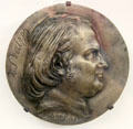 Honoré de Balzac bronze medal by Pierre-Jean David at Balzac House. Paris, France.