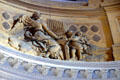 Frieze carving of angel playing organ Grand Dome over Napoleon I tomb at Les Invalides. Paris, France.