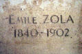 Tomb marker of Emile Zola at Pantheon. Paris, France.