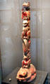 Tlingit culture model of heraldic totem pole from Alaska, USA at Musée du quai Branly. Paris, France.