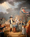 The Oath by La Fayette to French Constitution on first National Celebration of the Revolution July 14, 1790 painting from French School at Carnavalet Museum. Paris, France.
