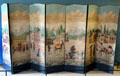 Arrival of Replacements 7-leafed painted paper screen by unknown maker at Carnavalet Museum. Paris, France.