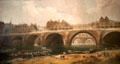 Demolition of houses on Notre-Dame bridge in 1786 painting by Hubert Robert at Carnavalet Museum. Paris, France.