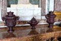 Porphyry stone vases in Hall of Mirrors at Versailles Palace. Versailles, France.