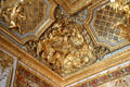 Carvings on ceiling in Queen's Bedroom at Versailles Palace. Versailles, France.