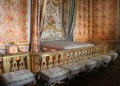 Queen's Bedroom with railing to separate Queen from visitors at Versailles Palace. Versailles, France.