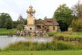 Fisheries Tower with boat landing plus dairy building at Marie Antoinette farm. Versailles, France.