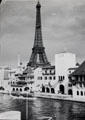 Eiffel Tower & French provincial pavilions at Exposition Paris 1937. Paris, France