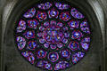 East rose window dedicated to Mary with 12 Apostles & 24 Elders surrounding her in Cathédrale Notre-Dame. Laon, France.