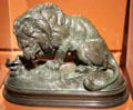 Lion Crushing a Snake bronze sculpture by Antoine Barye at Museum of Fine Arts. Reims, France