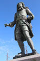 Statue of René Duguay Trouin , a famous St. Malo privateer, on ramparts near Bastion St Louis. St Malo, France.