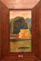 Yellow tree painting in frame by Émile Bernard at Museum of Fine Arts of Rennes. Rennes, France.