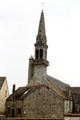 St Cadoan Church with chantecler atop steeple. Poullan-sur-Mer, France.