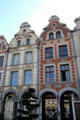 Details of stone & brick work of Flemish Baroque facades on Place des Heroes. Arras, France.