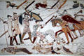 Video images of Bayeux Tapestry scenes at its Museum. Bayeaux, France