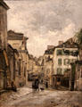 Montmartre rue Norvins in rain painting by Stanislas Lépine at Caen Museum of Fine Arts. Caen, France.